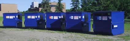 County managed blue recycling containers