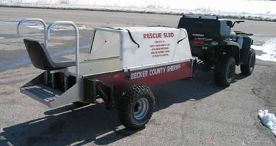 Rescue sled towed by ATV
